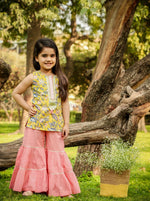 Thumbnail for Lil Drama Girls kurta with sharara set - Yellow - Distacart
