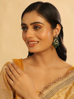 Thumbnail for Nuyug 22K Gold Plated Arc Kundan Ruby Drops Necklace