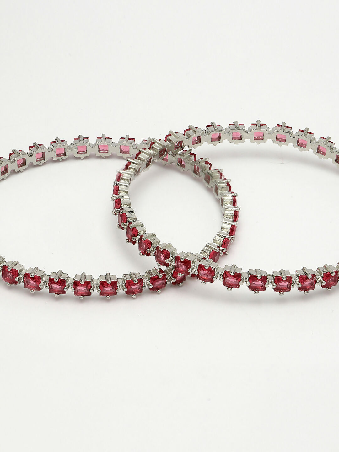 NVR Women's Set of 2 Pink CZ Stone-Studded Handcrafted Bangles - Distacart