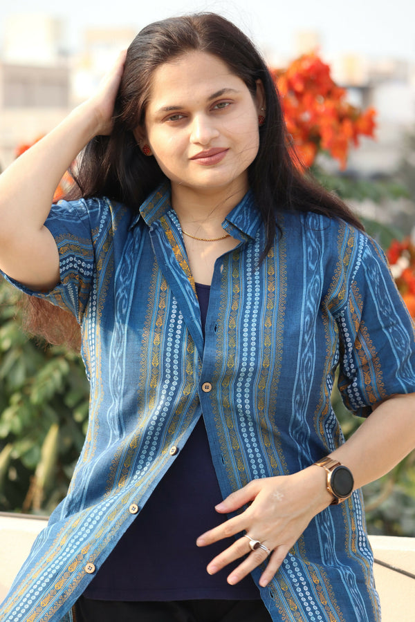 Blue Sambalpuri Unisex Shirt 1