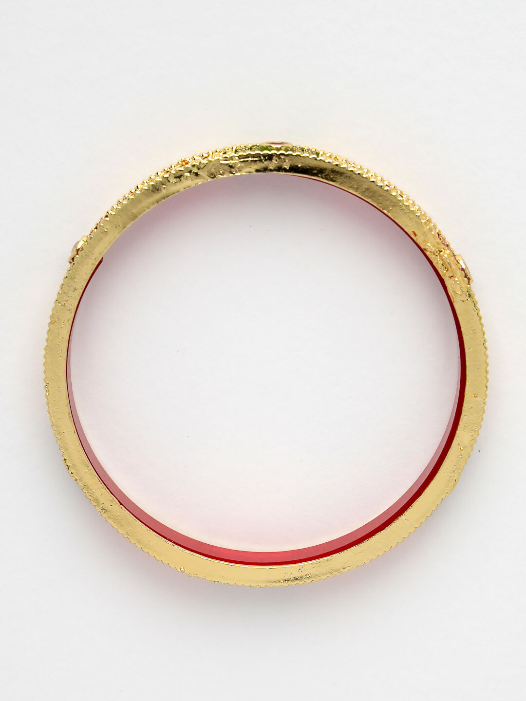 NVR Women's Set Of 2 Gold-Plated Red Kundan Traditional Bangles - Distacart
