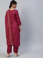 Thumbnail for Anubhutee Maroon Embroidered Kurta with Palazzos & Dupatta - Distacart