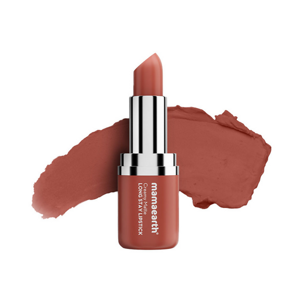 Mamaearth Creamy Matte Long Stay Lipstick - Apricot Taupe - Distacart