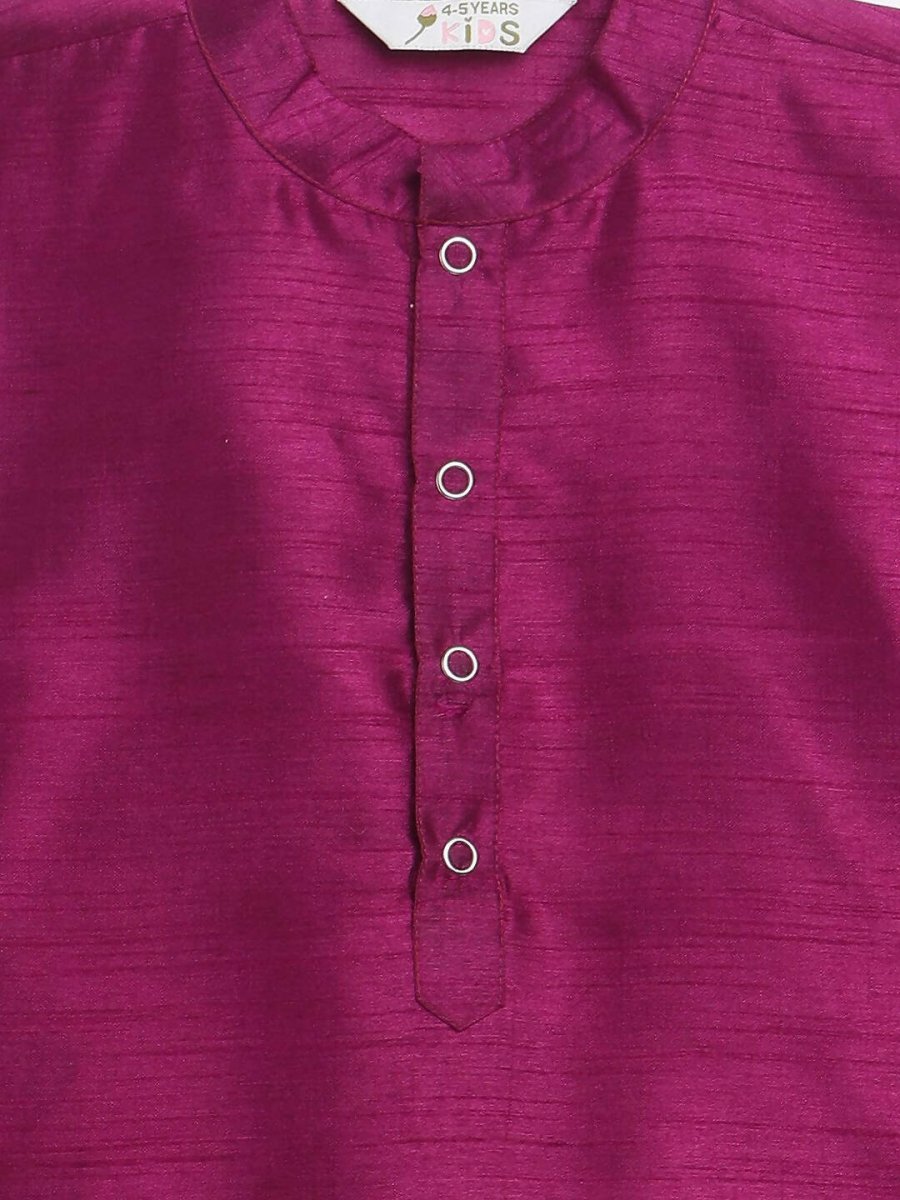 Ahalyaa Purple Poly Silk Solid Kids Kurta Churidar Set For Boys - Distacart