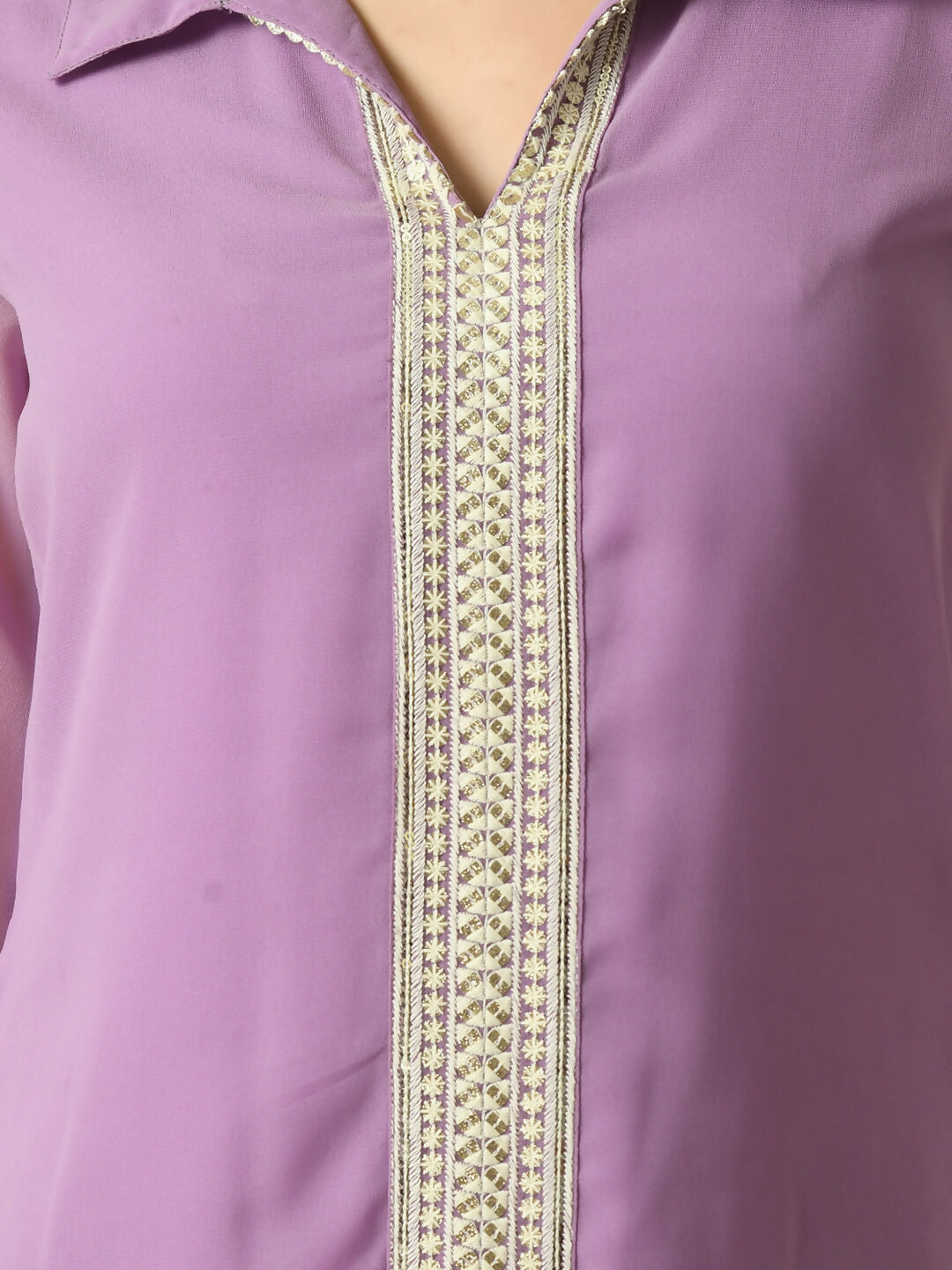 Myshka Women's Purple Embroidered Party Fusion Top - Distacart