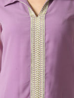 Thumbnail for Myshka Women's Purple Embroidered Party Fusion Top - Distacart