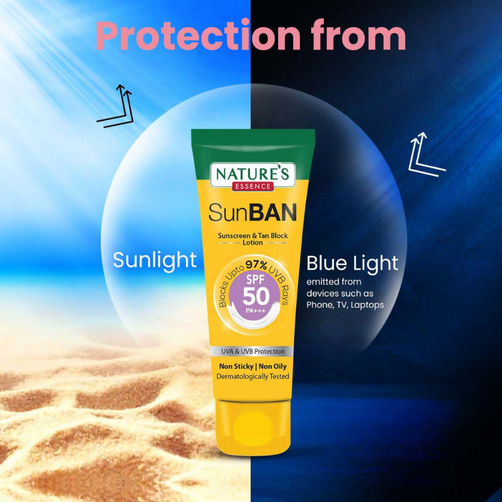 Nature's Essence Sunban Sunscreen & Tan Block Lotion SPF 50 - Distacart