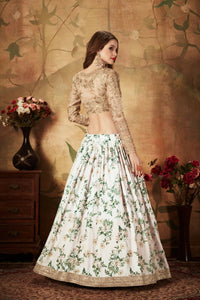 Thumbnail for Aastha Fashion Women's Breathtaking Off-White Sabyasachi Floral Printed Organza Silk Party Wear Lehenga Choli With Blouse - Distacart