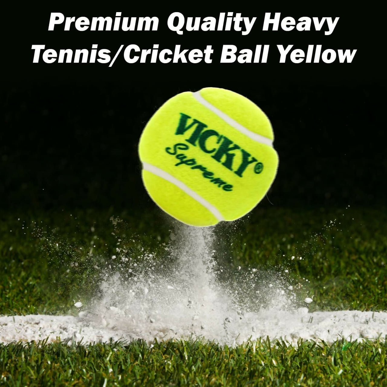 Vicky Supreme Yellow Tennis/Cricket Ball Heavy Multipurposeful Design & Durable Rubber Built - Distacart