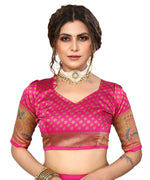 Thumbnail for Vamika white & pink Printed Art Silk Saree - Distacart