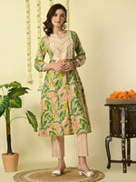 Thumbnail for Myshka Women's Multi Pure Cotton Kurta & Palazzos With Dupatta Party Sets - Distacart