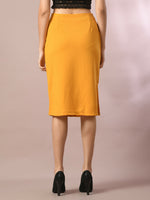 Thumbnail for Myshka Women's Yellow Solid Knee Length Party Embellished Skirts - Distacart