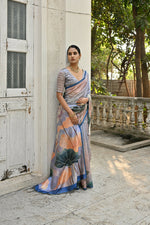 Thumbnail for Vishnu Weaves Women's Blue Cotton Silk Saree with Blouse - Distacart