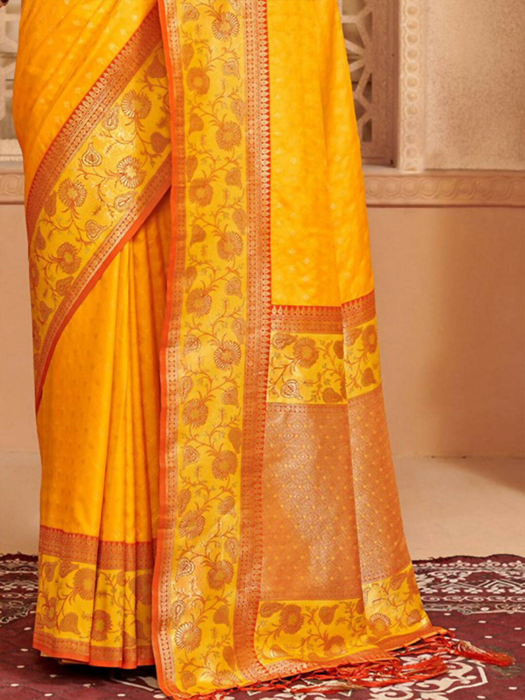 Astita Silk Blend Yellow Saree