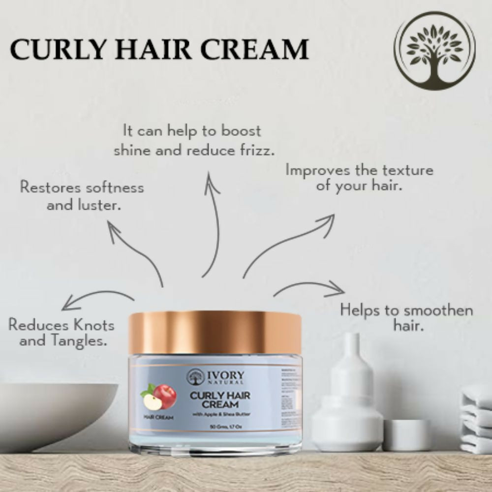 Ivory Natural Curly Hair Cream - Bouncy, Shiny, Humidity-Resistant Curls Hair - Distacart