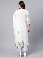 Thumbnail for Ahalyaa Women Off White Colour Pure Cotton Printed Kurta Palazzo Set With Dupatta - Distacart