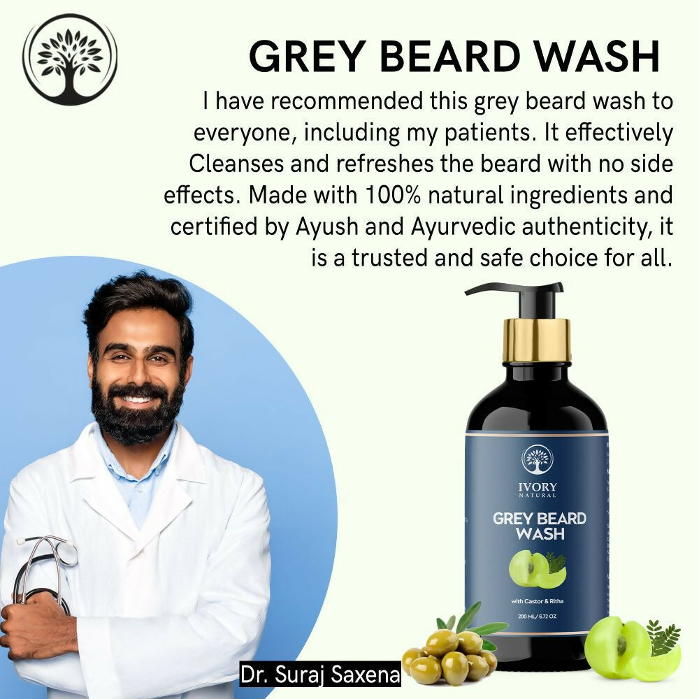 Ivory Natural Grey Beard Wash For Beard Graying And Restoring Beard'S Natural Black Shade - Distacart