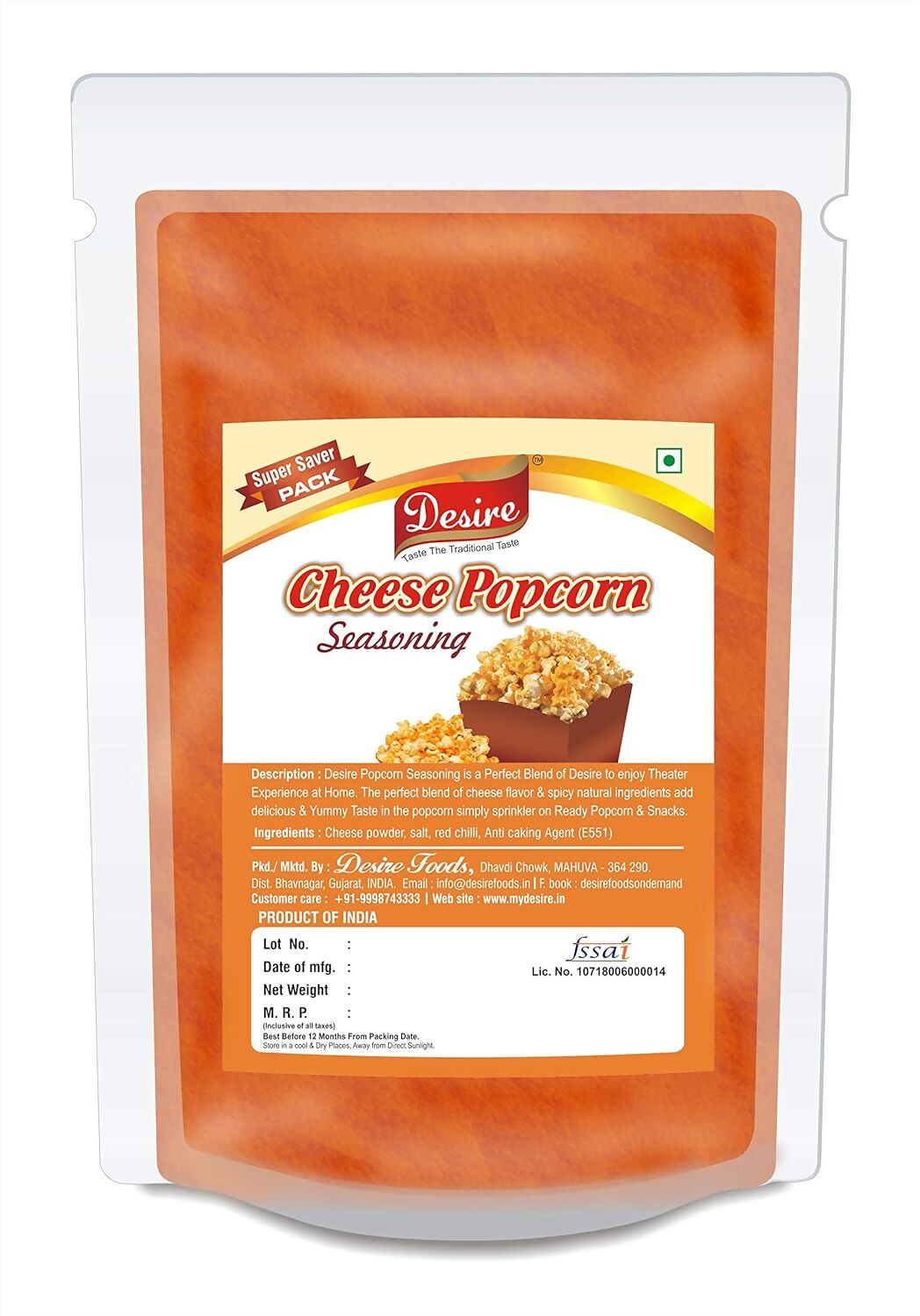 Desire Cheese Popcorn Seasoning Powder - Distacart