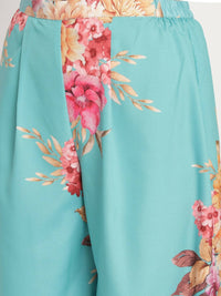 Thumbnail for Ahalyaa Women Peach-Coloured Floral Printed Kurta Palazzo Set With Dupatta - Distacart
