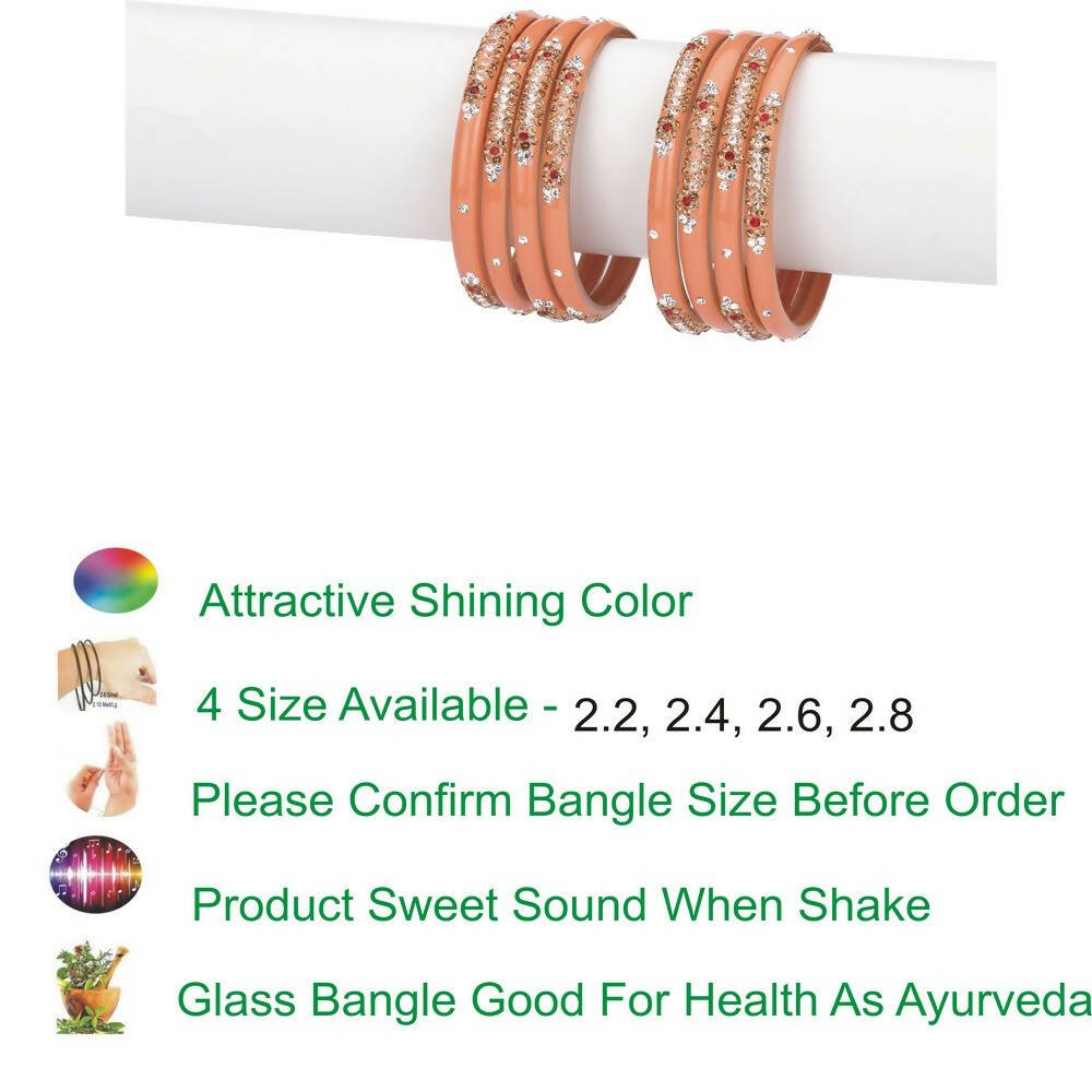 Afast Bridal Wedding & Party Fashionable Colorful Glass Bangle/Kada Set, Pack Of 8 - Pink - Distacart