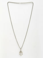 Thumbnail for NVR Men's Silver-Plated Stainless Steel Geometric Charm Pendant With Chain - Distacart