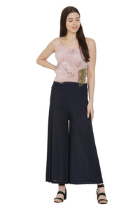 Thumbnail for Asmaani Navy Blue Color Lycra Fabric Flared Palazzo