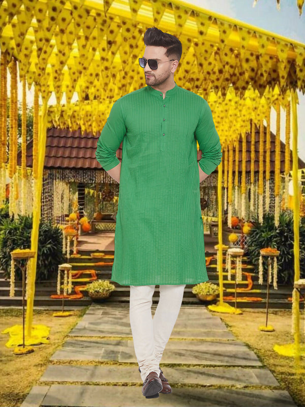 Even Apparels Men's Pintuck Fancy Green Kurta - Distacart