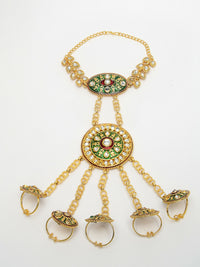 Thumbnail for NVR Women's Gold-Plated CZ Stone-Studded Handcrafted Ring Bracelet