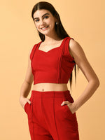 Thumbnail for Myshka Women's Red Solid Party Top - Distacart