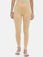 Thumbnail for Souchii Beige Solid Slim-Fit Ankle-Length Leggings For Women - Distacart
