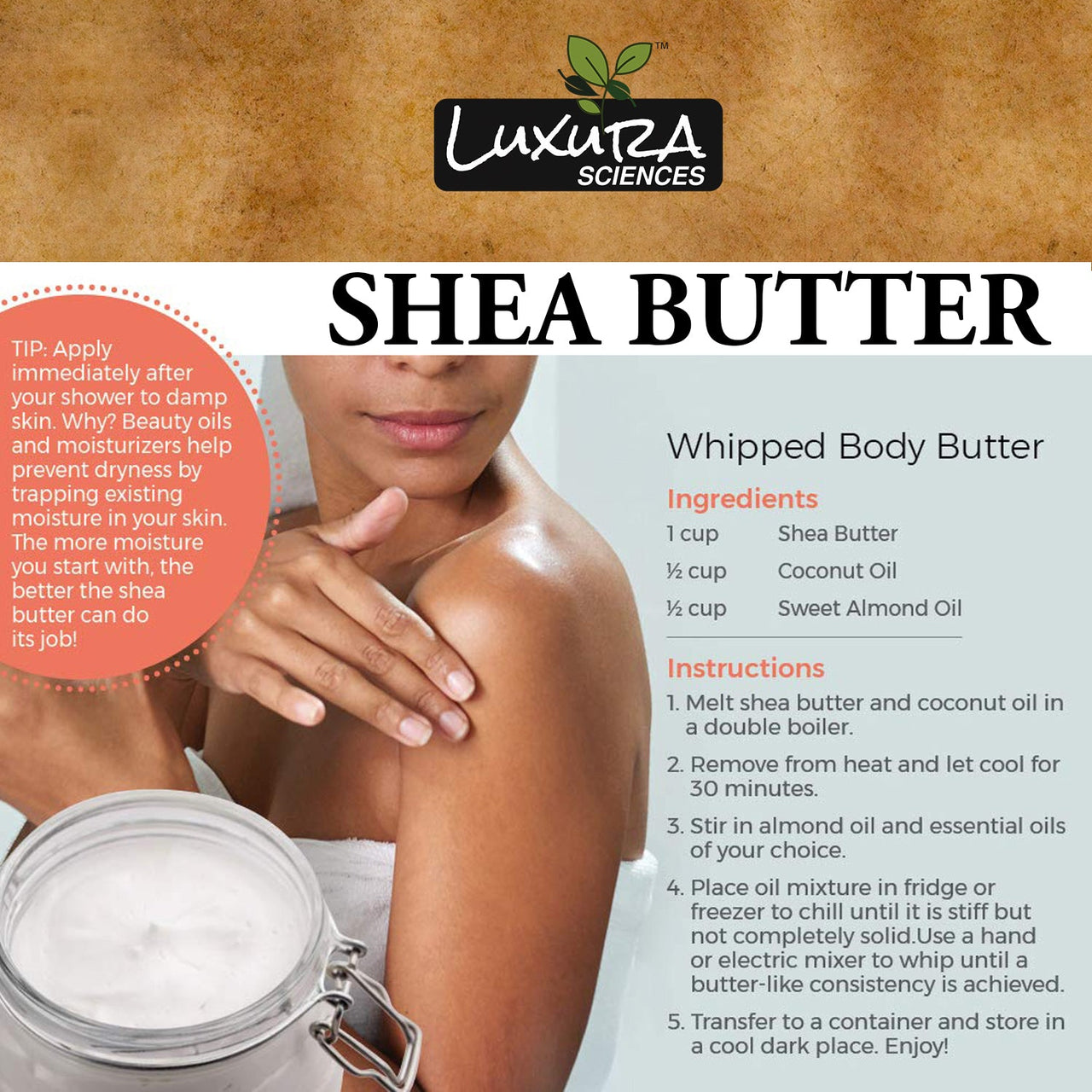 Luxura Sciences African Raw Shea Butter Unrefined Organic Ivory for Skin and Body - Distacart