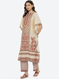 Thumbnail for Biba Women Beige Ethnic Motifs Printed Kurta with Palazzos - Distacart