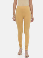 Thumbnail for Souchii Beige Solid Slim-Fit Churidar-Length Leggings - Distacart