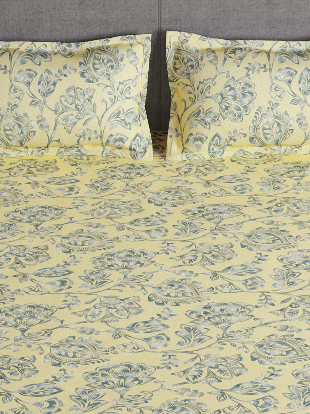 Story@home Arena Cream-Coloured & Grey Printed 180 TC Queen Bedsheet & 2 Pillow Covers - Distacart