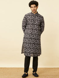 Thumbnail for Manyavar Black Panther Printed Mandarin Collar Kurta and Churidar - Distacart