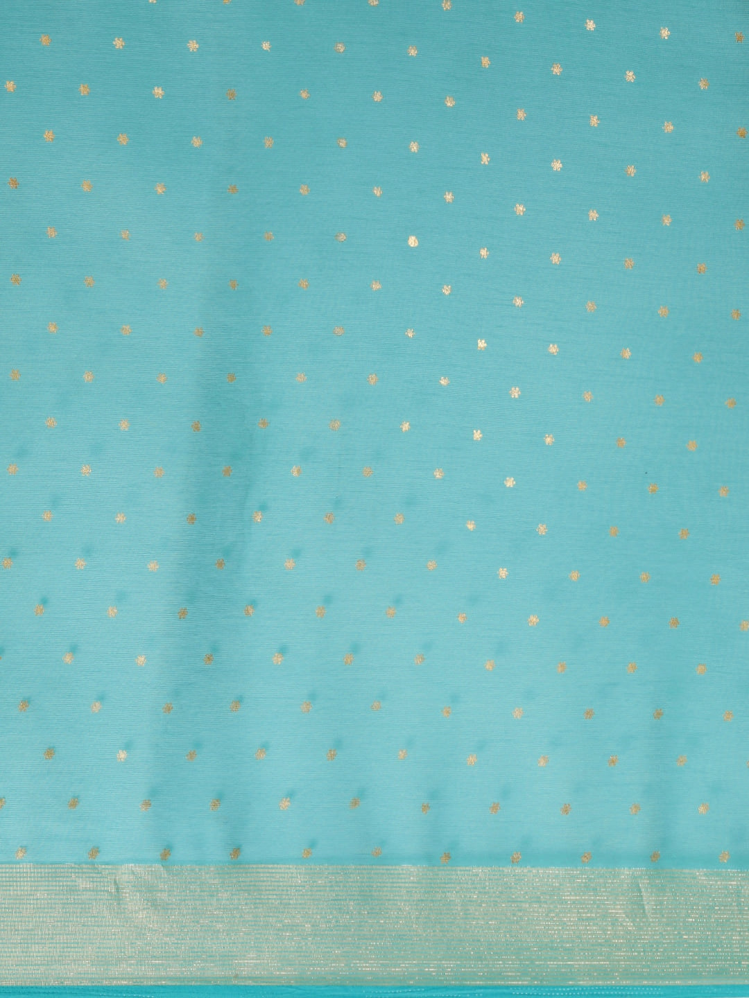 Mitera Blue & Gold-Toned Floral Zari Pure Chiffon Saree - Distacart