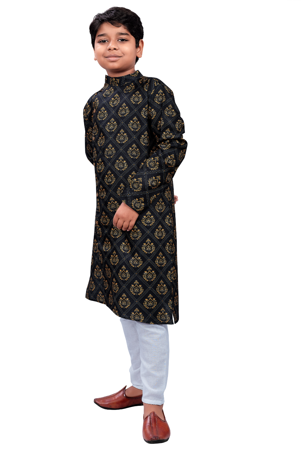 DEIANA'S Casual Designer Kurta Pyjama Set For Boys And kids (Black With Golden) - Distacart
