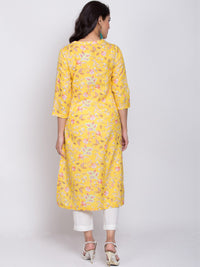 Thumbnail for Biba Women Yellow Printed Straight Kurta - Distacart