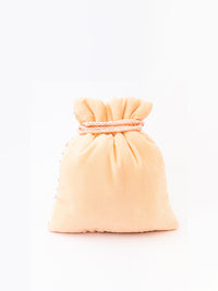 Thumbnail for NR By Nidhi Rathi Peach-Coloured & White Embroidered Potli Clutch - Distacart
