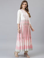 Thumbnail for Khushal K Women Pink Ethnic Motifs Embroidered Thread Work Anarkali Kurta - Distacart