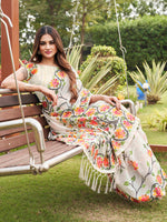 Thumbnail for Tikhi Imli White Floral Woven Design Saree - Distacart