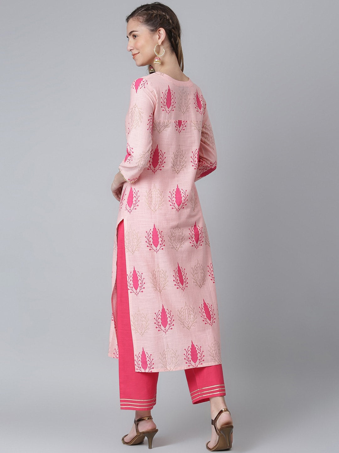 Khushal K Ethnic Motifs Printed Pure Cotton Kurta with Palazzos - Distacart