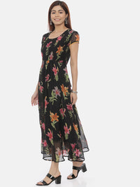 Thumbnail for Souchii Women Black Printed Fit and Flare Dress - Distacart