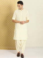 Thumbnail for House of Pataudi Men Jashn Embroidered Regular Thread Work Pure Cotton Kurta with Patiala - Distacart