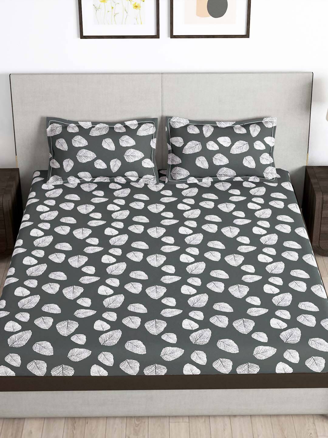 Story@home Green & White Floral Microfiber 180 TC Bedsheet With Pillow Cover - Distacart
