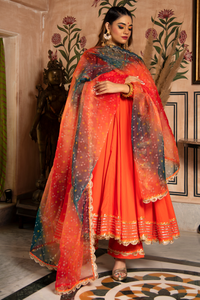 Thumbnail for Pomcha Jaipur Bhandhani Angrakha Set - Distacart