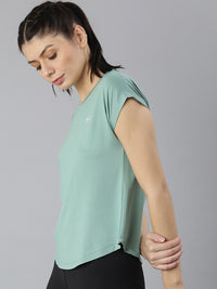 Thumbnail for MKH Women Green Extended Sleeves Dri-FIT Sports T-shirt - Distacart