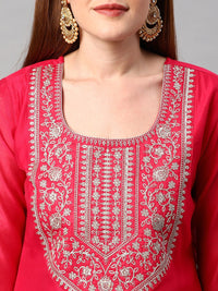 Thumbnail for Kalini Women Floral Yoke Design Gotta Patti Kurta With Sharara & Dupatta - Distacart