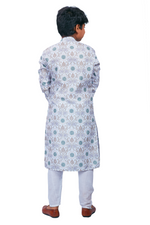 Thumbnail for DEIANA'S Casual Designer Kurta Pyjama Set For Boys And kids (White With Multicolor) - Distacart