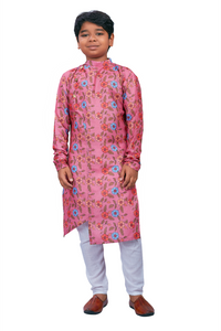 Thumbnail for DEIANA'S Casual Designer Kurta Pyjama Set For Boys And kids (Pink With Multicolor) - Distacart
